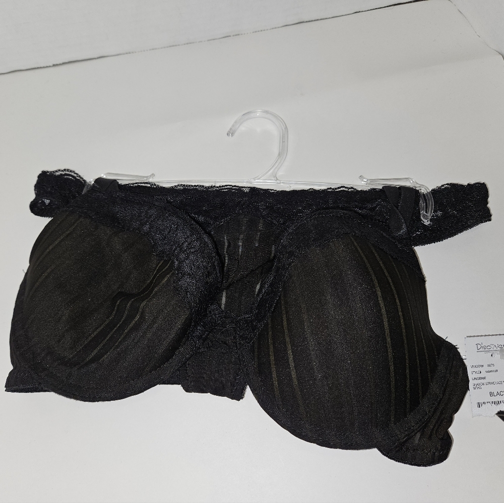 Rampage Intimates 2 Piece Set Black 34C/M Panty Thong Bra Lingerie NEW